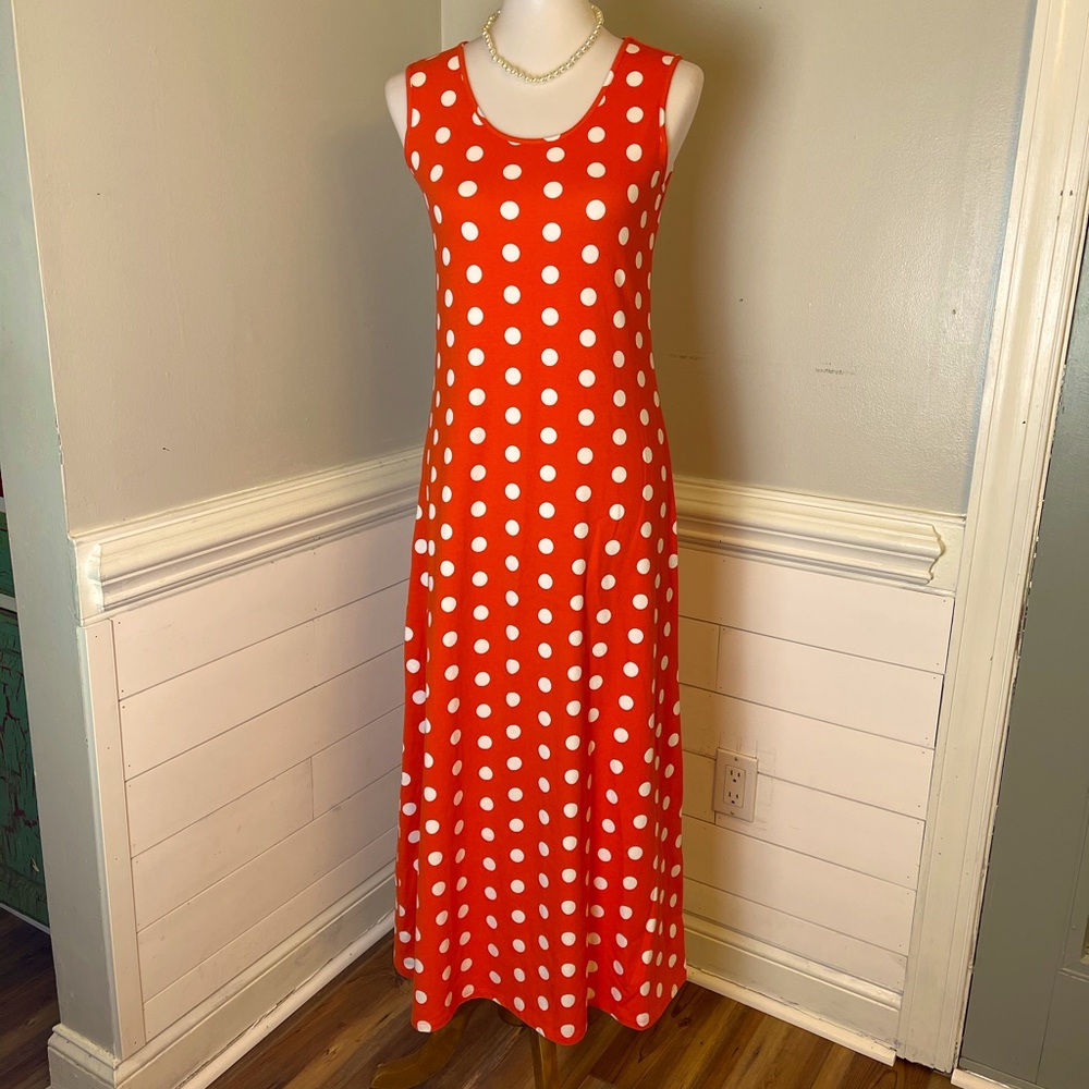 Liz Claiborne Polka Dot Maxi Dress XXSP FREE SHIP